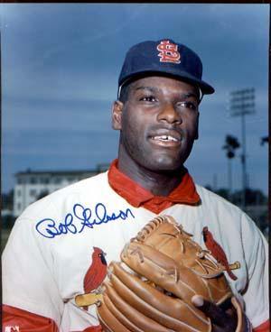 Bob Gibson Autographed 8x10 Photo - Vintage Dugout