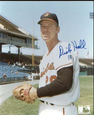 Dick Hall Autographed 8x10 Photo - Vintage Dugout